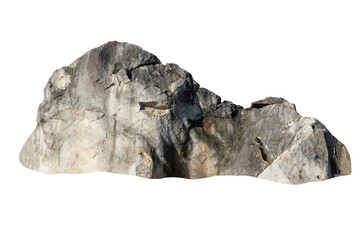 Rock isolated on white background,  grey stone with rough edges.