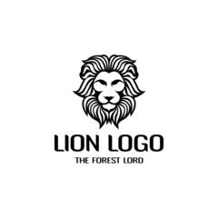Fototapeta premium Lion head line art logo template vector illustration. Usable as company logo, t shirt design, etc.