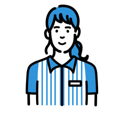 コンビニ店員の若い女性のバストアップ

