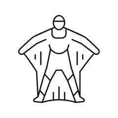 wingsuit active extreme sportsman line icon vector illustration