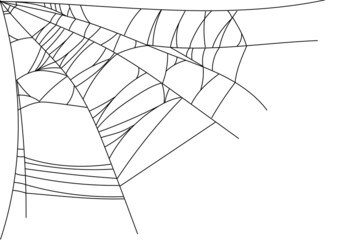 Spider web parts isolated on white background. Scary cobweb outline decor. Vector design elements for Halloween, horror, ghost or monster party, invitation and posters.