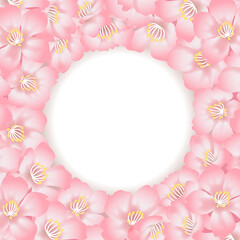 桜の花を散りばめたフレーム素材