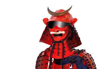 Red Shogun model with sunglass on white background.