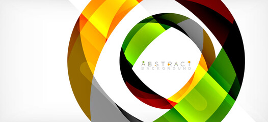 Geometric abstract background. Circle created with overlapping color shapes. Vector Illustration For Wallpaper, Banner, Background, Landing Page