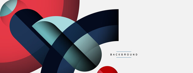 Geometric abstract background. Round shapes, circles, lines composition for wallpaper banner background or landing page