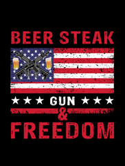 Naklejka premium Beer steak gun & freedom usa patriotic beer lover tshirt design