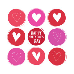 Valentine's Day card, Happy Valentine's Day message with abstract red and pink love heart design