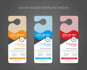 Real estate agency business door hanger template design