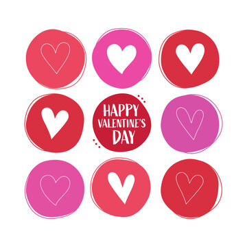 Valentine's Day card, Happy Valentine's Day message with abstract red and pink love heart design