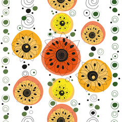 Abstract pattern with flowers and patterns.Suitable for fabric,paper,background,wallpaper,print.Vector graphics. 