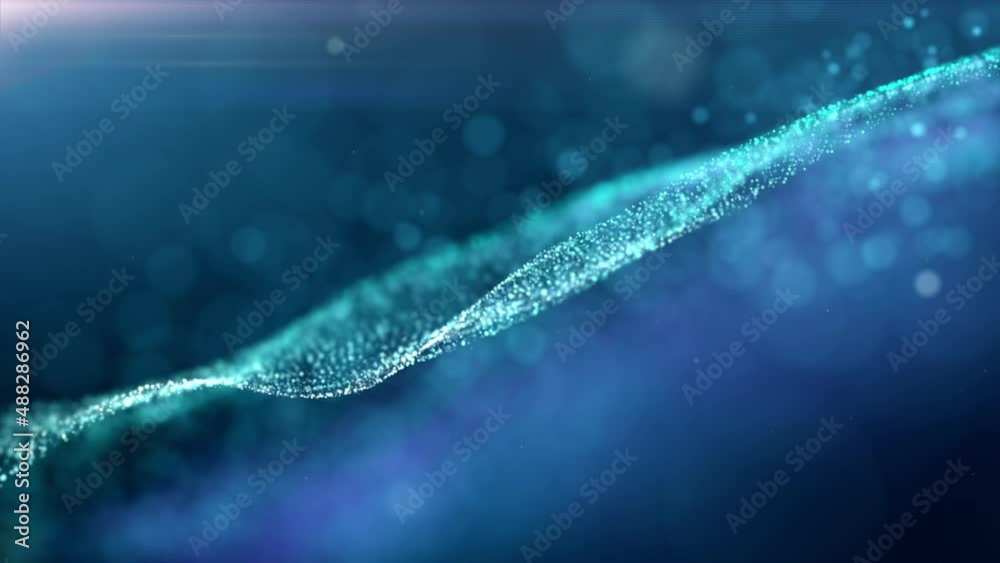 Poster abstract luxurious, premium glittering blue particles grid motion background floating in cyberspace 