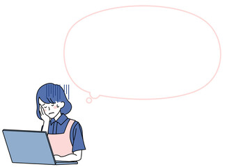 パソコンが苦手な介護士とふきだし