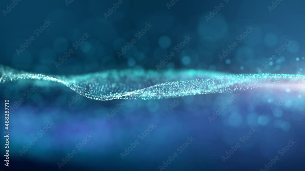 Aufkleber abstract luxurious, premium glittering blue particles grid motion background floating in cyberspace 