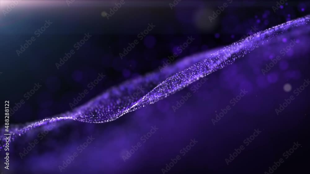 Poster Abstract luxurious, premium glittering blue particles grid motion background floating in cyberspace loop background