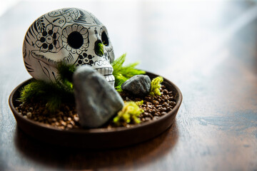 moss and skull