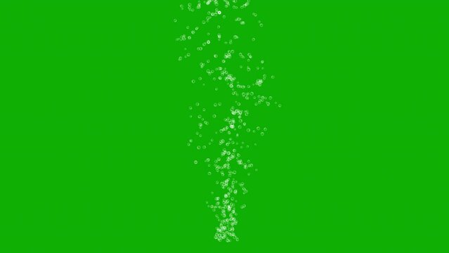 Rising underwater bubbles motion graphics with green screen background