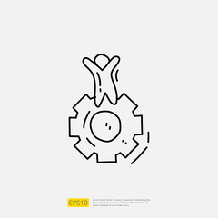 innovation illustration with man and mechanical gear icon doodle