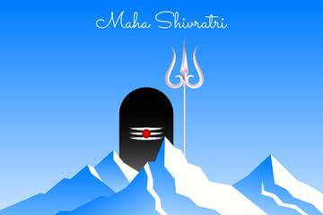Happy Maha Shivratri festival illustration with kailash parwat and trishul