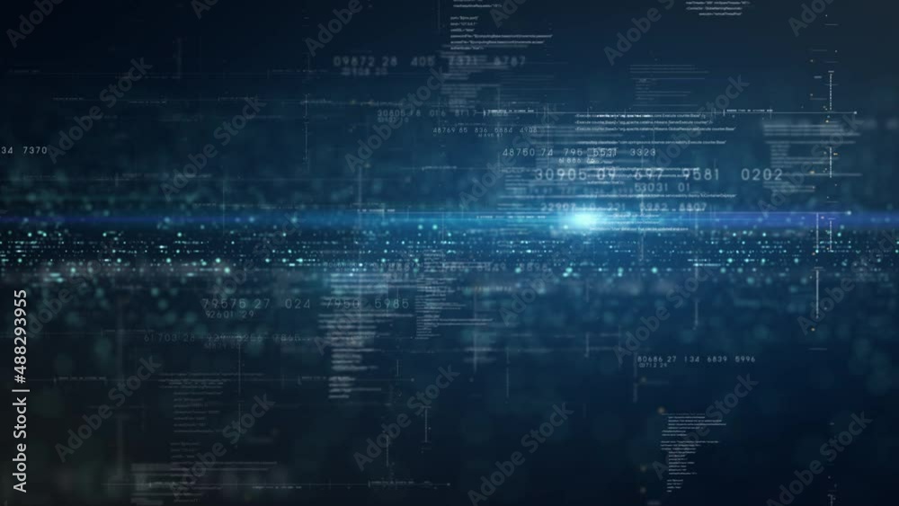 Poster Artificial Intelligence Cryptocurrency Blockchain Matrix Simulation and deep learning performing analytic computational loop background
