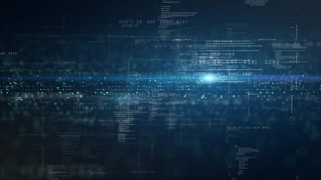 Artificial Intelligence Cryptocurrency Blockchain Matrix Simulation and deep learning performing analytic computational loop background