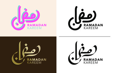Ramadan typeography logos 2022 with calligraphy lettering Ramadan kareem logo. Vector illustration