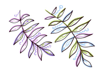 Set tropical Leave. Provence illustration. Palm Leaves