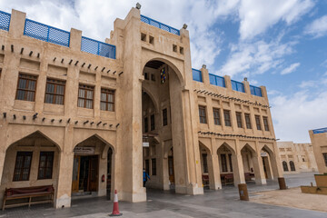 Fototapeta na wymiar Qatari building architecture in Falcon Souq, Doha, Qatar