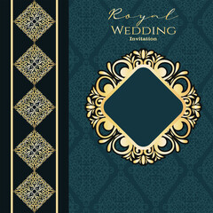 Elegant luxury royal wedding invitation foil Golden vintage pattern.Vector illustration for retro design 