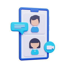 Video call using mobile. isolated on a white background. 3d illustration