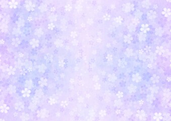 一面に花が咲く青紫の背景イラスト