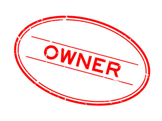 Grunge red owner word oval rubber seal stamp on white background