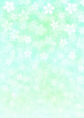 一面に花が咲く緑色の背景イラスト