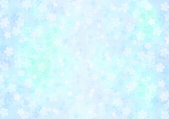 一面に花が咲く水色の背景イラスト