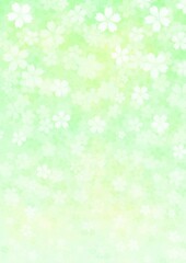 一面に花が咲く黄緑の背景イラスト