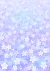 一面に花が咲く青紫の背景イラスト