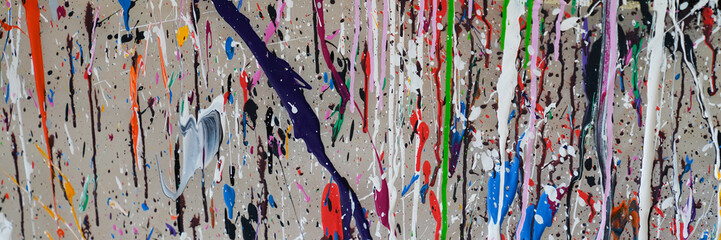 colorful paint dripping color splash background in header panorama web design