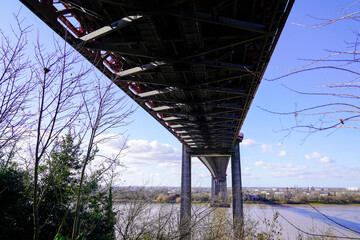 le pont d'Aquitaine suspension bridge french river Garonne in Bordeaux city southwest France
