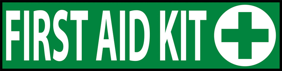 First Aid Kit Label Sign on white background