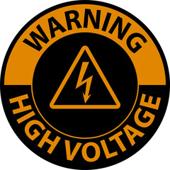 Obraz premium Warning High Voltage Floor Sign On White Background