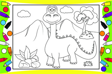 coloring cute dinosaur for kids