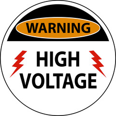 Warning High Voltage Floor Sign On White Background