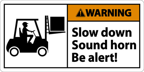Warning 2-Way Slow Down Sound Horn Sign On White Background © Seetwo