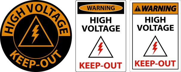 Obraz premium Warning High Voltage Keep Out Sign On White Background
