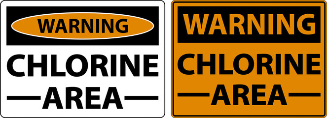 Warning Chlorine Area Sign On White Background