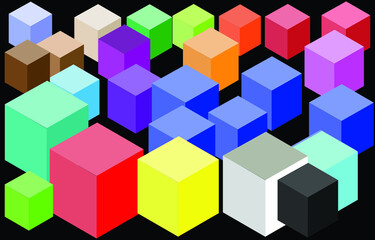 Isometric square background with various colors
