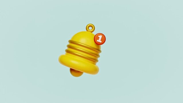 3d notification bell icon simple 4k loop animation. social media design