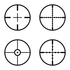 Crosshairs Flat Icon Set Isolated On White Background