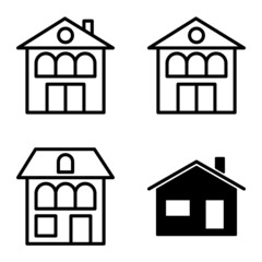 Houses Flat Icon Set Isolated On White Background