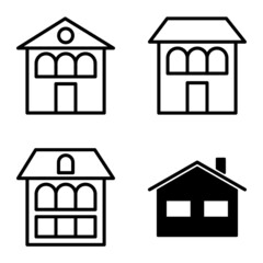 Houses Flat Icon Set Isolated On White Background