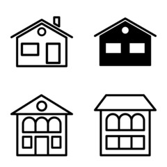 Houses Flat Icon Set Isolated On White Background